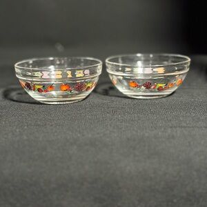 Vintage Glass Bowls with Fruit Design